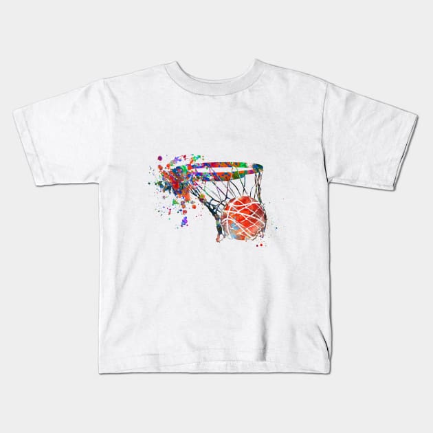 Basketball ball Kids T-Shirt by RosaliArt